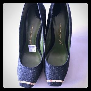 Christian Siriano Gold collection black heels